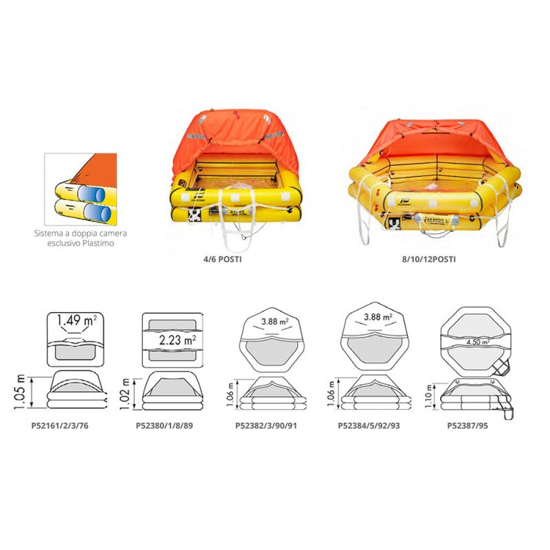 ZATTERA TRANSOCEAN 10P RIGIDA <24H - P52385 - PLASTIMO