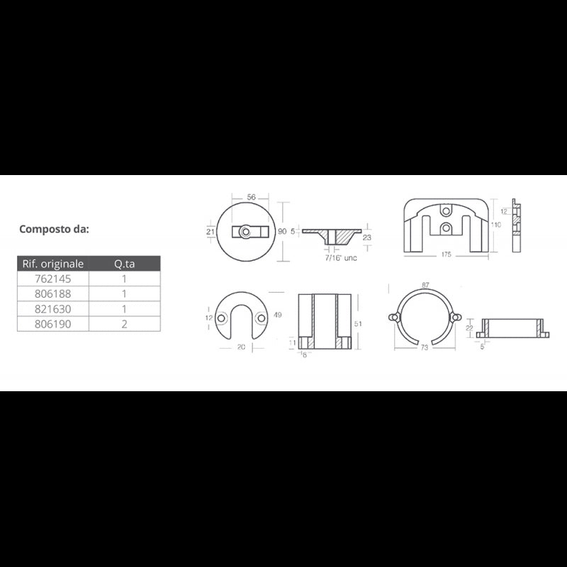 KIT ALLUMINIO MERCRUISER BRAVO I - 2640015 - TECNOSEAL