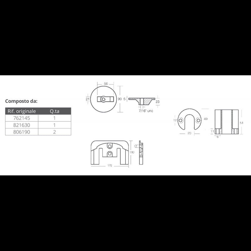 KIT ALLUM. MERCRUISER BRAVO II-III - 2640011 - TECNOSEAL