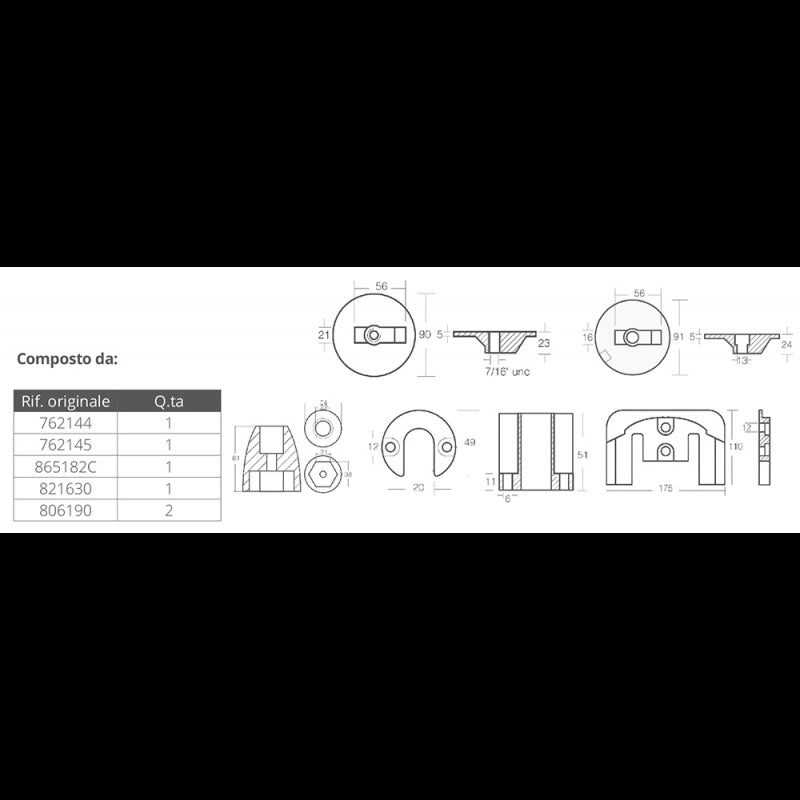 KIT ALLUMINIO MERCRUISER BRAVO III - 2640013 - TECNOSEAL