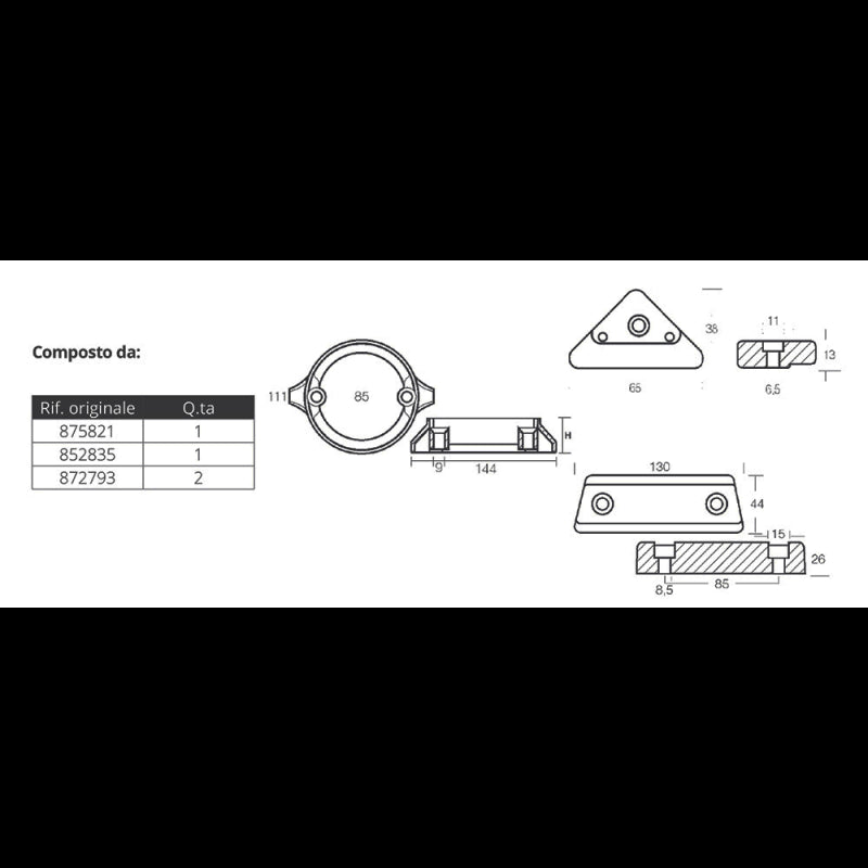 KIT ALLUMINIO VOLVO 290C DUAL PROP - 2640139 - TECNOSEAL