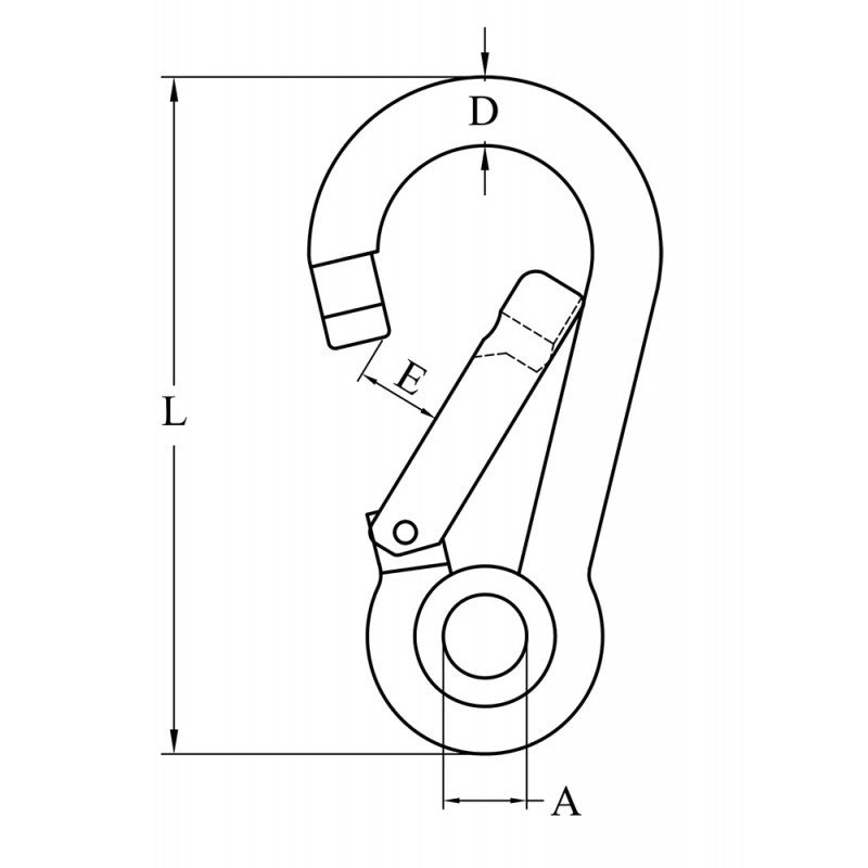 MOSCHETTONE IN INOX 316 CON OCCHIO E CHIUSURA DRITTA — SKU 0606685 — immagine 2
