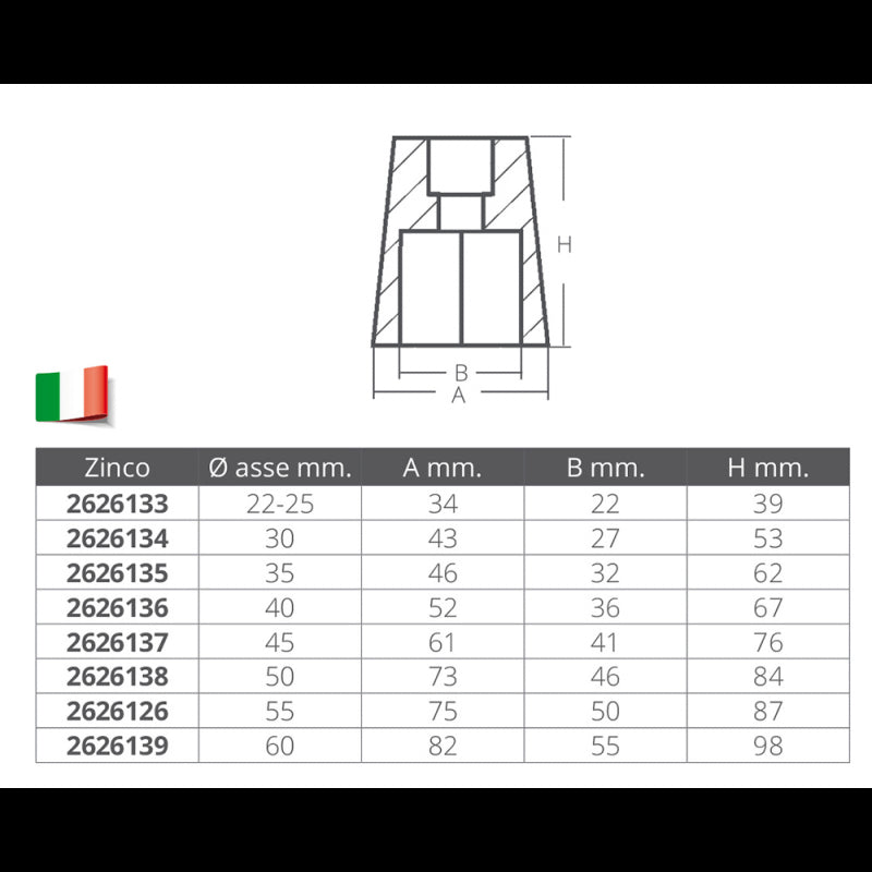 ANODO RICAMBIO Ø MM.55 IN ZINCO - 2626126 - TECNOSEAL
