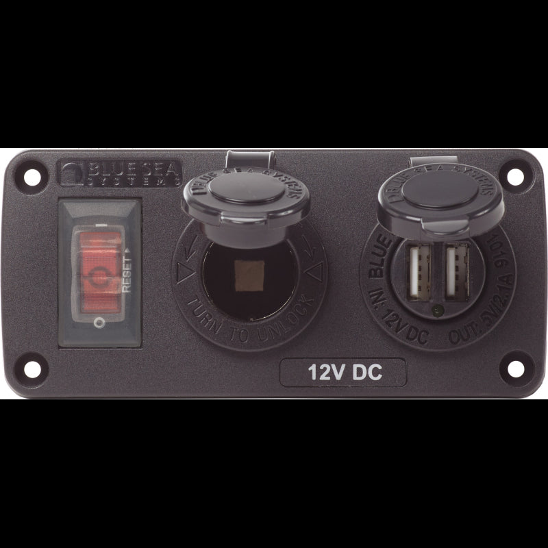 PANNELLO 12V PRESA USB INTERRUTTORE - 4104363 - BLUE SEA
