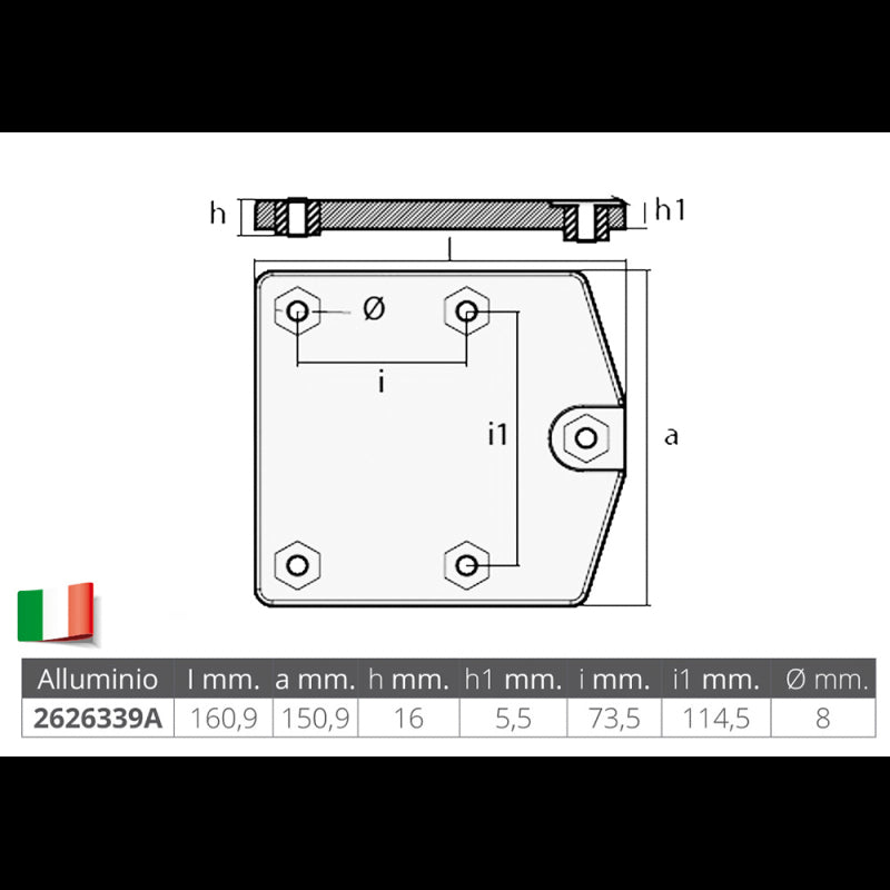 PIASTRA IN ALLUMINIO PER ZEUS DRIVE - 2626339A - TECNOSEAL