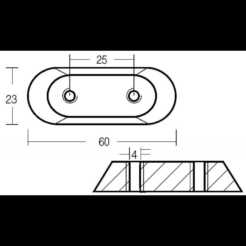 PIASTRINA FUORIBORDO IN ALLUMINIO - 2626200A - TECNOSEAL