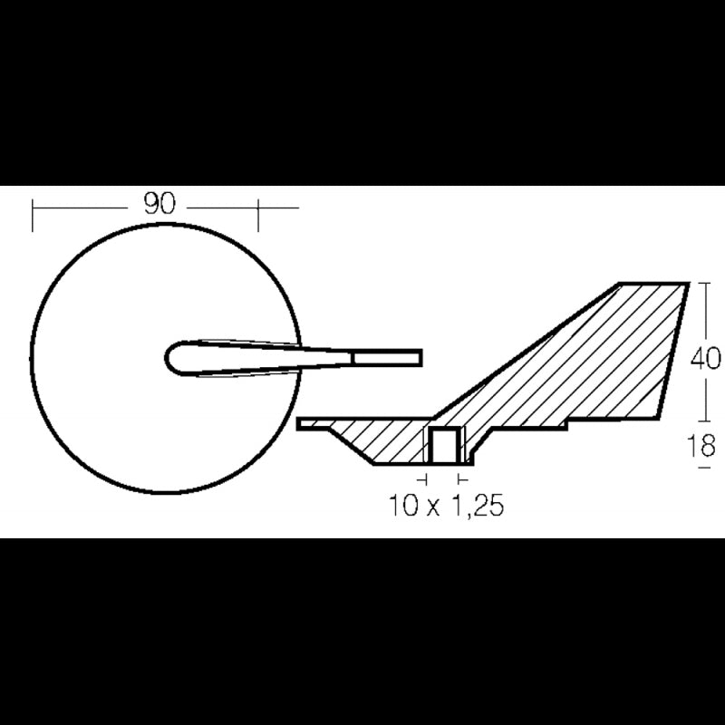 PINNA 40/90 HP IN ALLUMINIO - 2626404A - TECNOSEAL