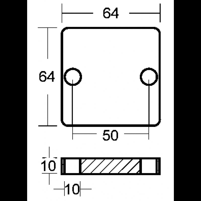 PLACCA  MM. 64X64X10 - 2626304 - ENRICO POLIPODIO
