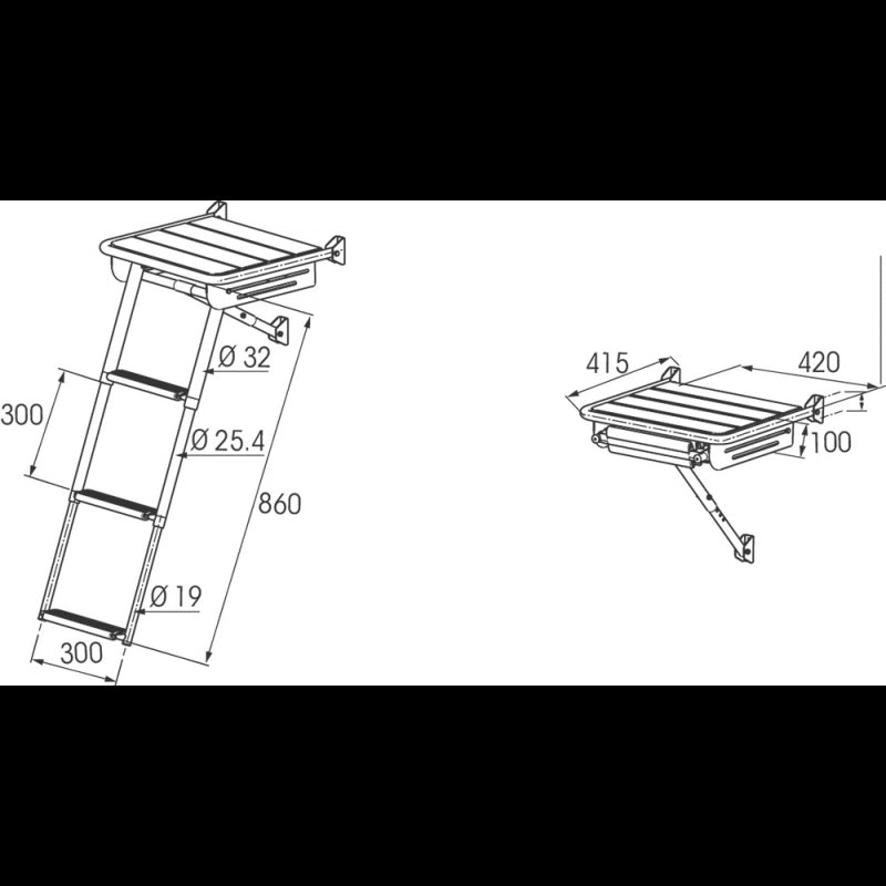 PLANCETTA CM.42X42 C/SCALETTA - P65959 - PLASTIMO