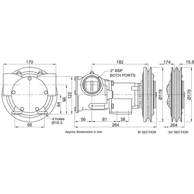POMPA IN BRONZO 2" A FRIZIONE ELETTROMAGNETICA — SKU Z50270-2011 — immagine 2