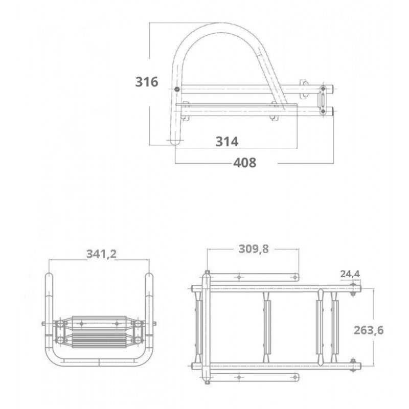 SCALETTA INOX RIBALTABILE 3 GRADINI - 3030073 - FORNITURE NAUTICHE ITALIANE