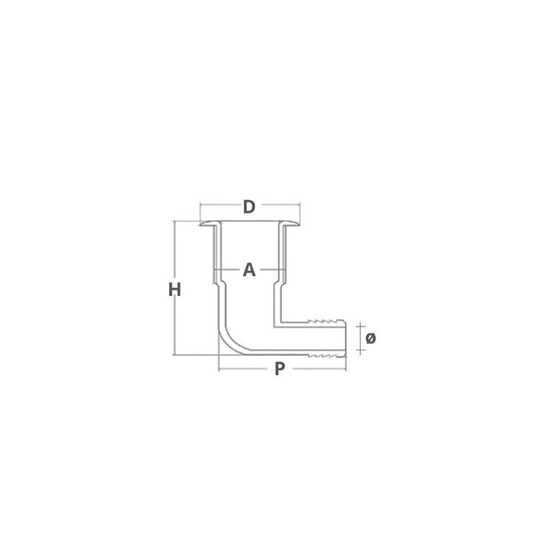 SCARICO A MARE CURVO IN NYLON CON PORTAGOMMA — SKU 1818248 — immagine 2