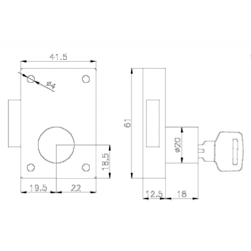 SERRATURA DA APPOGGIO MM.60X40 — SKU 5050025D — immagine 2