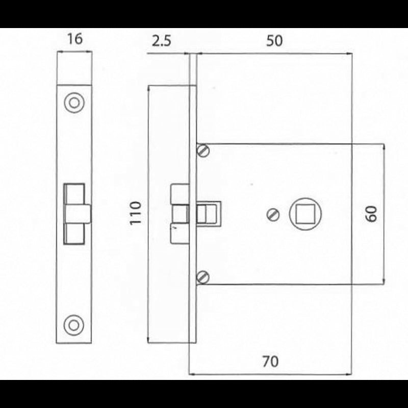 SERRATURA INCASSO MM.70X60 OT.CROM. - 5050041 - OLCESE RICCI