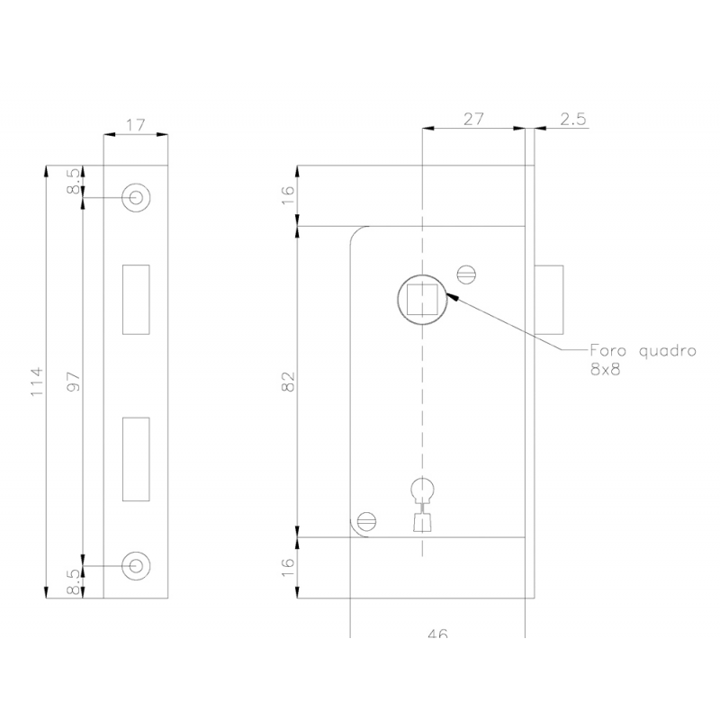 SERRATURA INCASSO MM.83X46 — SKU 5050039 — immagine 2