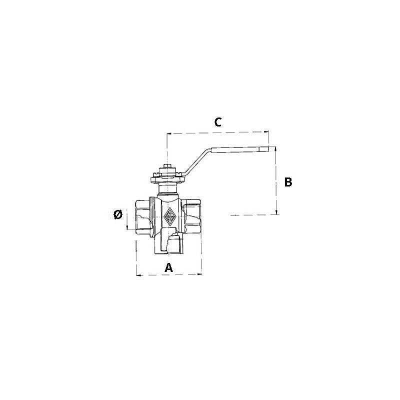 VALVOLA A SFERA TRE VIE DA 1'1/2 - 1818026 - FORNITURE NAUTICHE ITALIANE