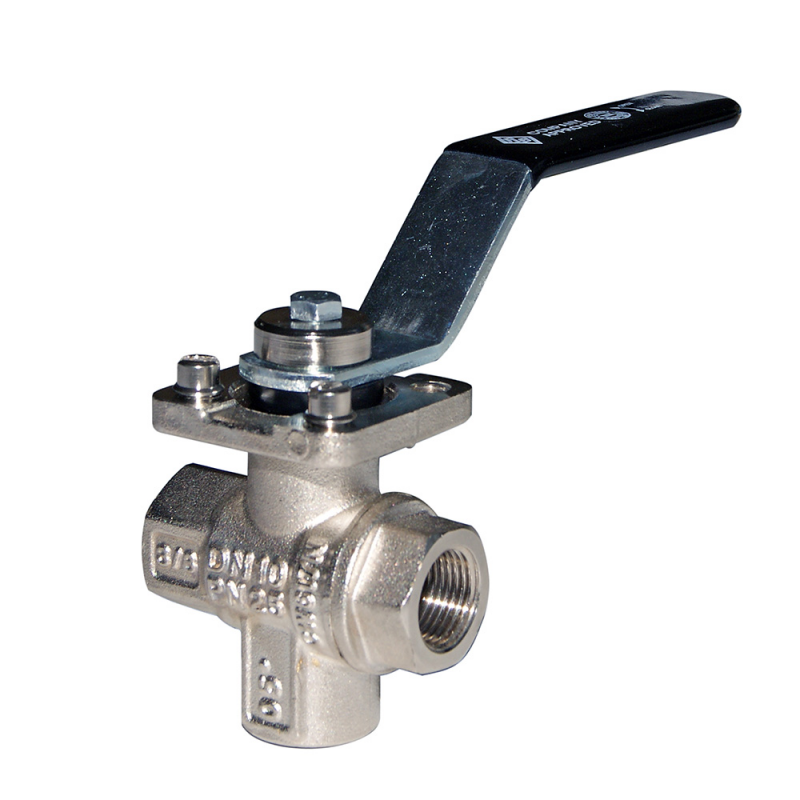 VALVOLA A SFERA TRE VIE IN OTTONE — SKU 1818021 — immagine 1