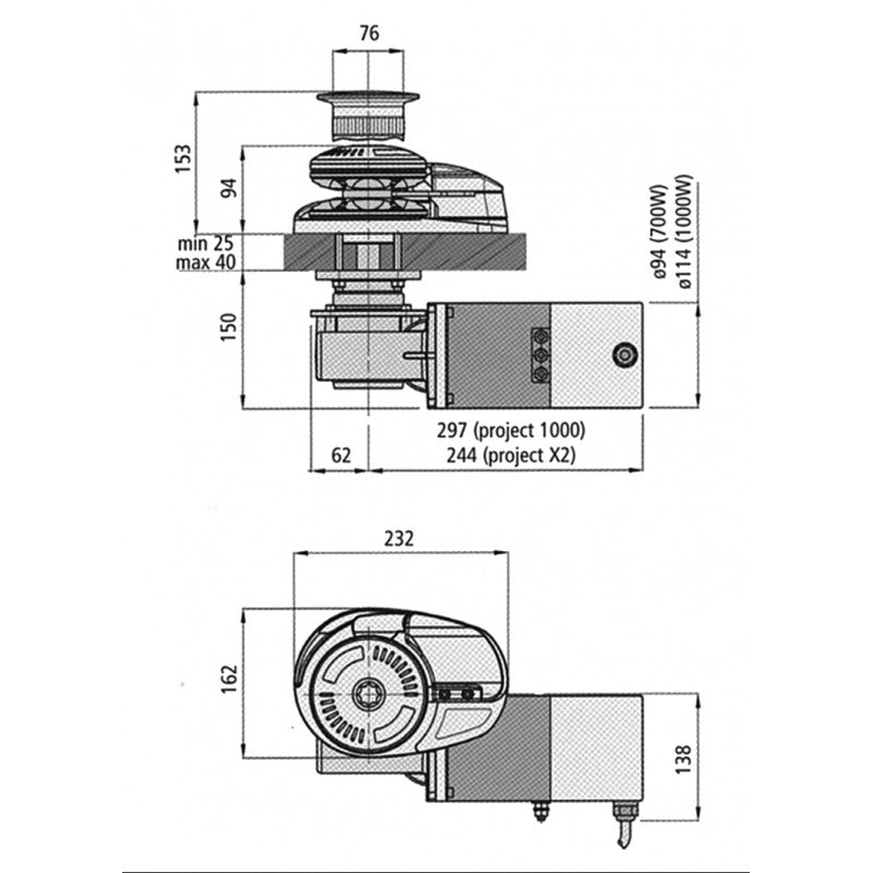 X2 1000W 12V. LOW PROFIL mm. 8 - 0303612 - LOFRANS