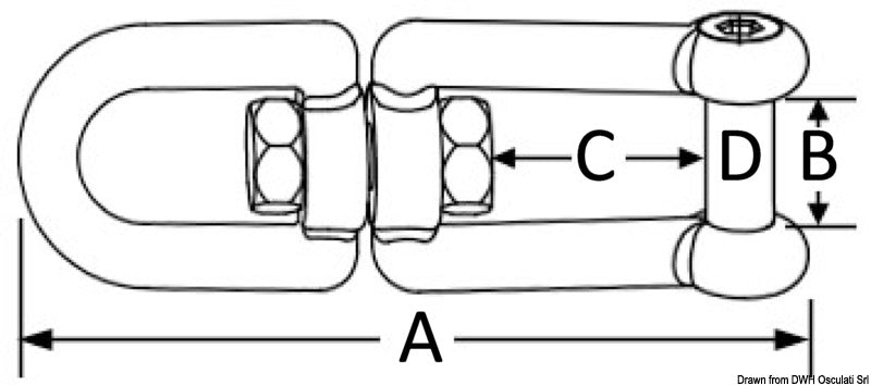 Girella inox occhio/grillo con perno a filo 8 mm
