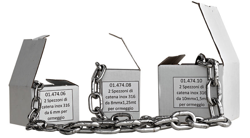 Coppia di spezzoni catena inox 6 mm