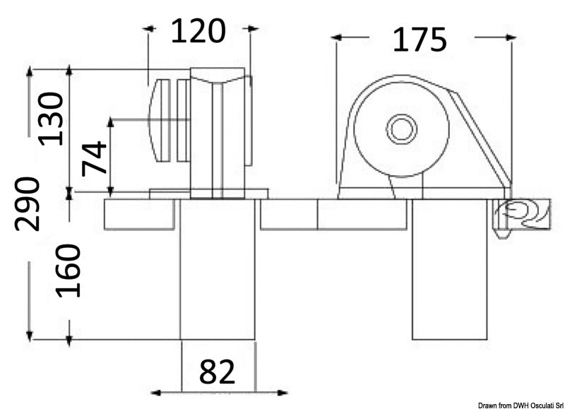 Verricello Italwinch Obi 700 W - 12 V senza campana - barbotin 8 mm
