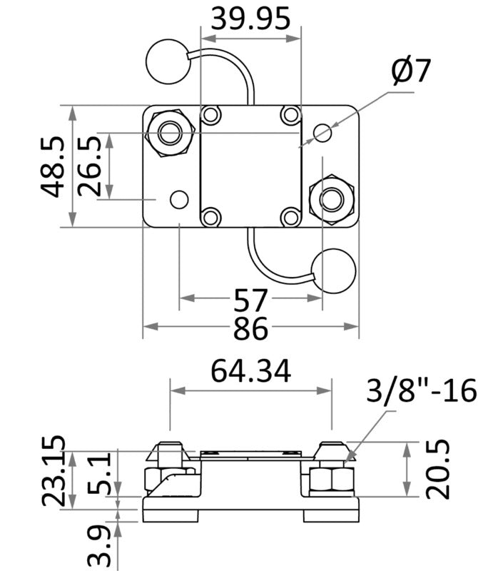 Interruttore termico stagno con riarmo aut. 60 A