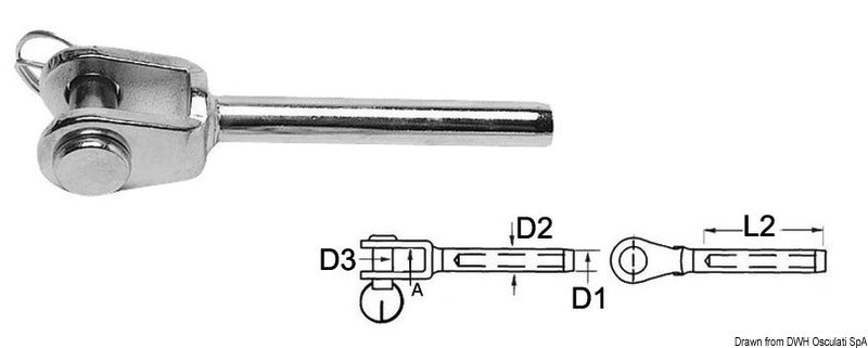 Terminale inox forcella