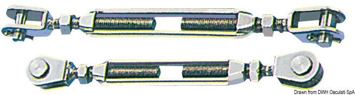 Tenditore inox 12 mm due forcelle fisse