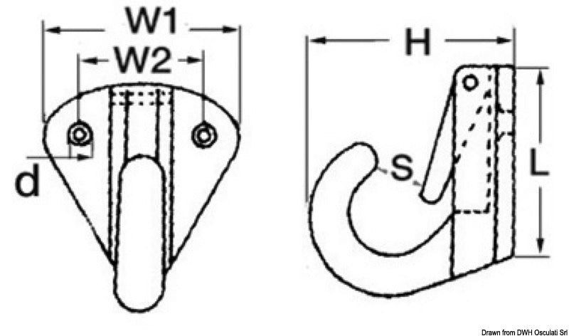 Moschettone inox con base 10 mm