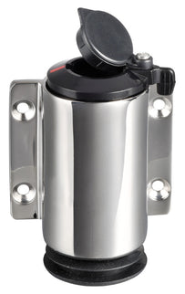 Basetta a parete inox cappuccio nero 3 contatti