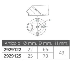 BASE INOX TONDA 60° Ø MM.25