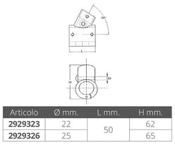 TEE INOX APRIBILE 60° Ø MM.22