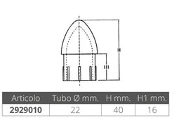 TAPPO TERMINALE PER TUBI Ø MM.22