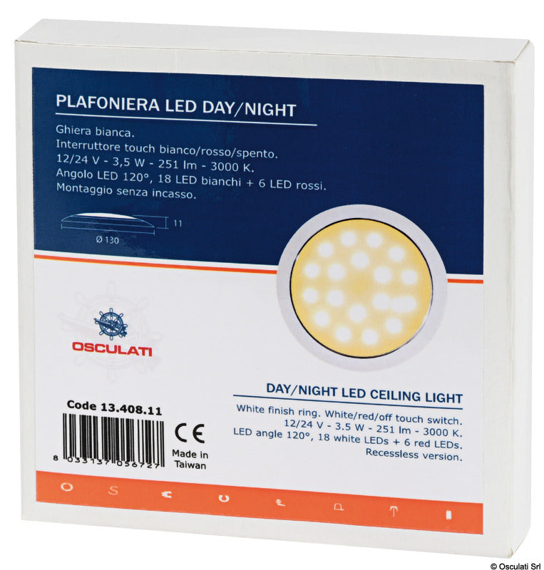 Plafoniera LED senza incasso Day/Night bianca/inox