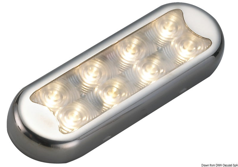 Plafoniera Bimini inox compatta a 8 LED  fondo piatto, senza interruttore