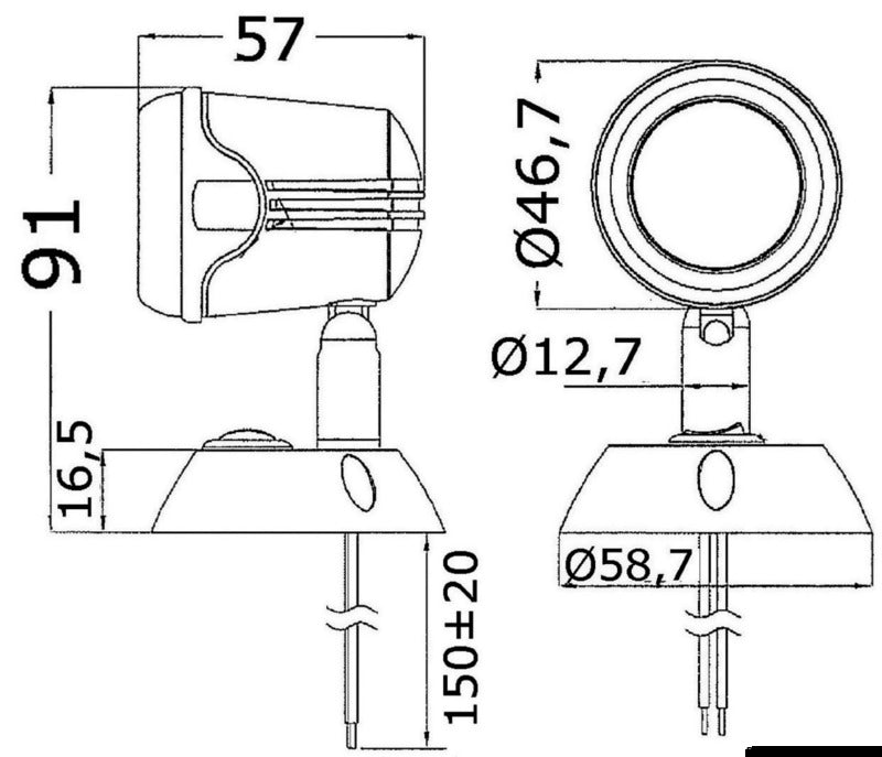 Faretto nero Hi-Power LED 12/24 V