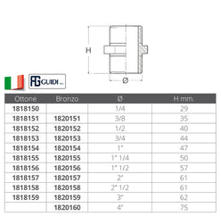 NIPLESS RIDOTTO M-M DA 3/8 A 1/4