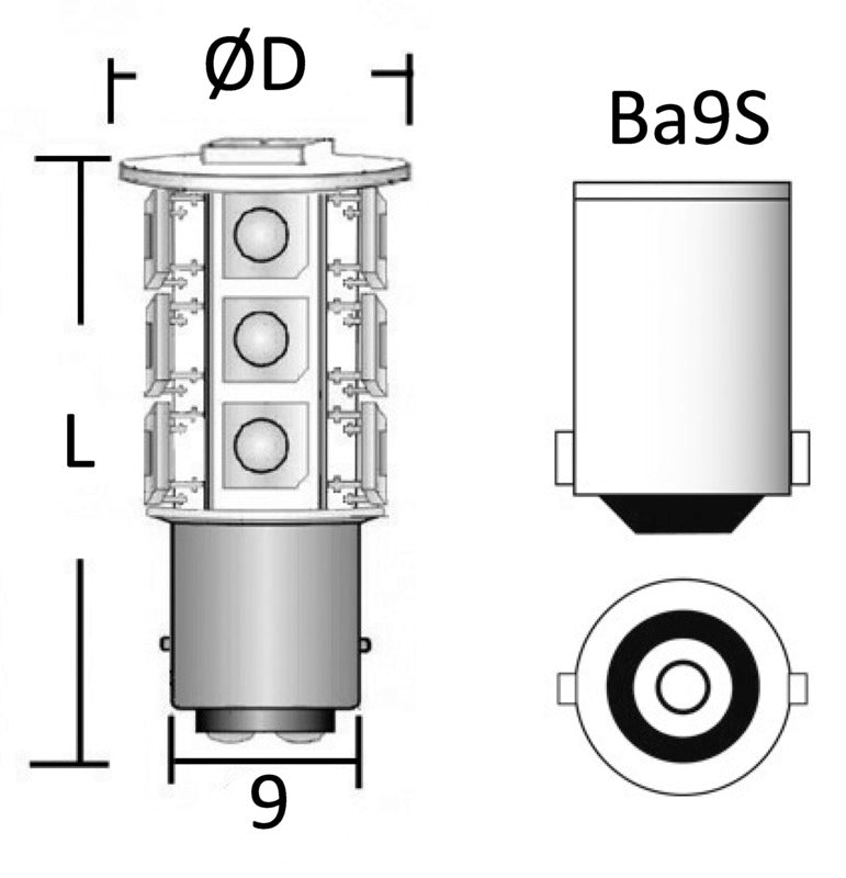 Lampadina 12 V BA9S 8,5 W 95 lm