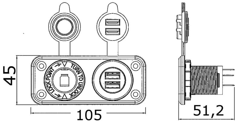 Presa accendisigari + doppia USB bianca