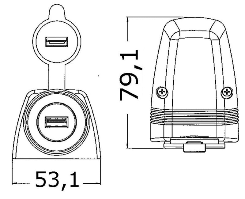 Presa USB con carenatura per fissaggio su piano