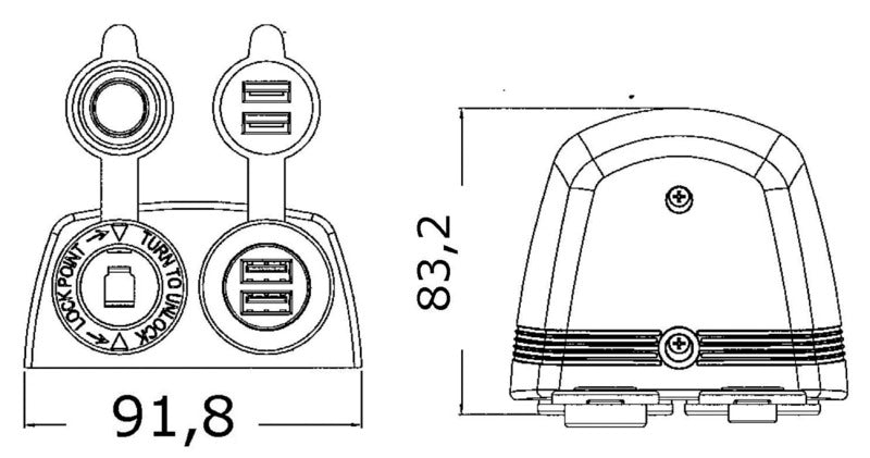 Presa accendisigari + doppia USB con carenatura