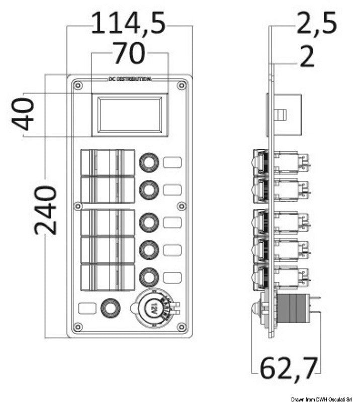 Pannello elettrico PCAL voltmetro digitale 9/32 V