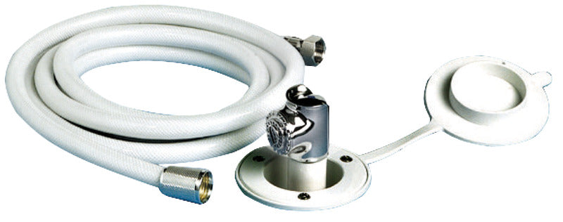 Doccetta a pulsante base bianca tubo PVC 4 m in piano