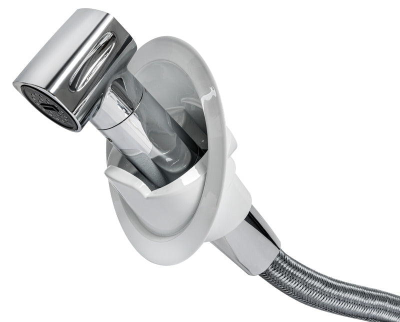 Doccia con miscelatore base verticale bianca