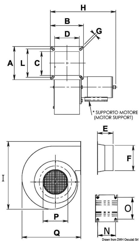 Aspiratore centrifugo acc.  24 V 0,55 kW 28 A LD