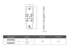 CERNIERA INOX MM.76x38