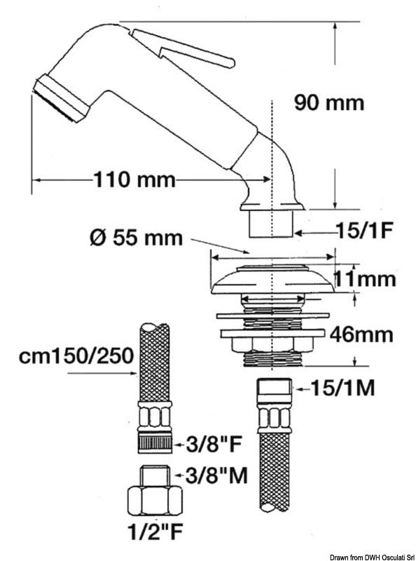 Doccetta 3/8 2,5 m