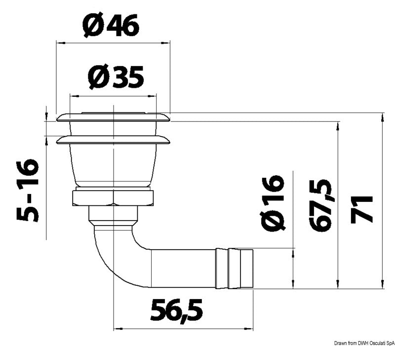 Sfiato inox 90° incassato