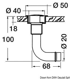 Sfiato ottone cromato 20 mm 90° sinistro