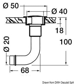 Sfiato ottone cromato 20 mm 90° destro